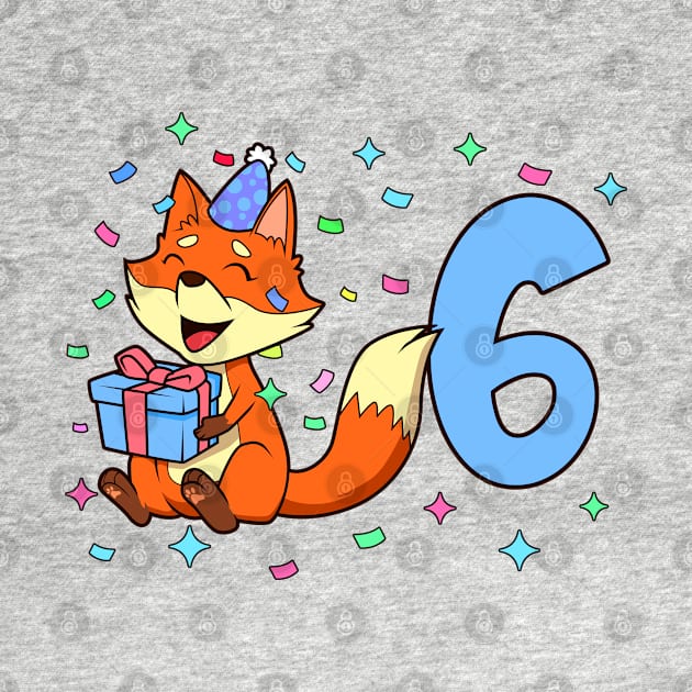 I am 6 with fox - boy birthday 6 years old by Modern Medieval Design